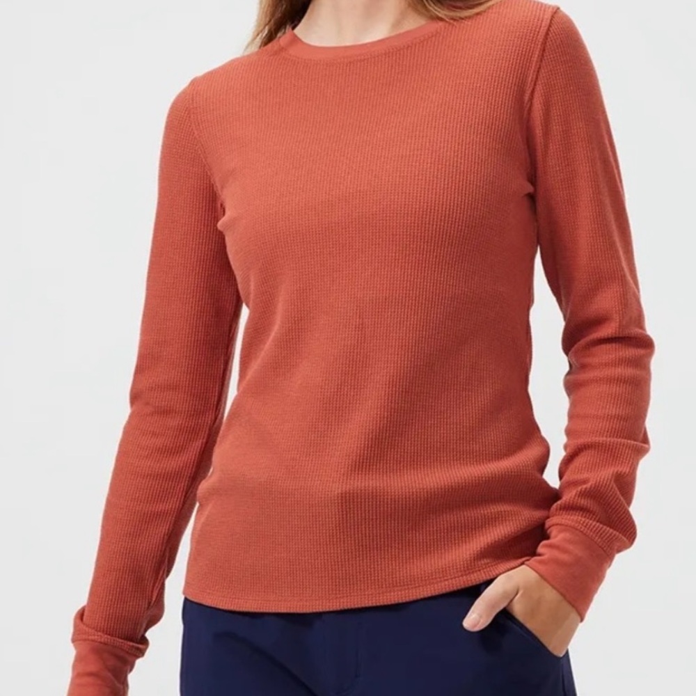Outdoor Voices Waffle Rust Crew Neck Long Sleeve M